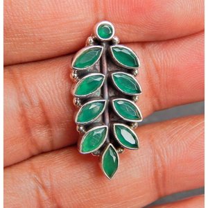 925 Sterling <b>Silver</b> Fine <b>Stud</b> Earrings Handmade Green Onyx Wedding Jewelry Gift E0058-GS Natural Green Onyx <b>Studs</b> - Product Image 2