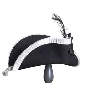 Napoléon amiral français Bicorne chapeau hommes Cosplay laine adulte noir casquette ruban dentelle chapeaux 4th et 60th Bicorne chapeaux - Product Image 3