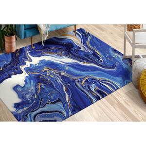 Tapis imprimé marbre bleu marine, décoration élégante pour la maison, grande taille, avec tapis à poils doux - Product Image 3