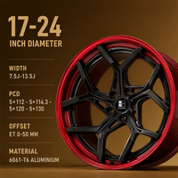 Jantes forgées noires à sept branches avec baril rouge, 2 pièces, 18 19 20 21 pouces, 5x112 5x114.3 5x120 BMW M4