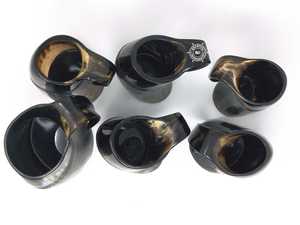 Haute qualité fabriqué à la main Viking sculpture en céramique corne à boire tasse hautement polie corne naturelle inde pour vin bière tasse soucoupe - Product Image 3