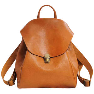 Sac à dos de sport vintage en cuir marron pour femme, protection RFID, fermeture éclair, résistant à l'eau, en polyester, compatible ordinateur portable, idéal pour l'école - Product Image 4