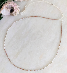 Minimalist <b>Beaded</b> <b>Necklace</b>, Dainty <b>Necklace</b>, Gift for Her, Gift for Mum Fringe <b>Beaded</b> Bandana - Product Image 1