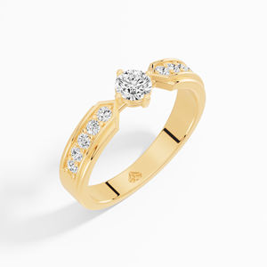 Banda de piedra lateral de diamante cultivado en laboratorio redondo 0,49 CTW en oro de 14K/18K chapado en rodio de moda para bodas y compromiso - Product Image 2