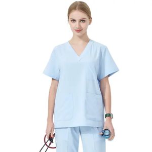 Femmes de haute qualité Design moderne col en v à manches courtes soins infirmiers gommage uniforme ensemble tissé uniformes hospitaliers - Product Image 3