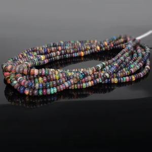 ลูกปัดโอปอลไฟสีดำแท้ ประจำเดือนตุลาคม รูปทรงรอนเดลล์ ขนาดใหญ่ ร้อยเป็นสาย ได้รับการประเมินโดยผู้เชี่ยวชาญภายนอก สำหรับทำลูกปัดปากกา เมห์ราจูดิน - Product Image 4