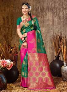 Bollywood Beautiful <b>Silk</b> Saree with Blouse Indian Saree - Product Image 3