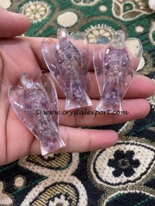 Estatuilla de Ángel de amatista orgonita hecha a mano para meditación de equilibrio de Chakra curativo de energía y decoración espiritual del hogar - Product Image 6