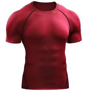 2025 Summer Men's Compression T-Shirt Spandex/Cotton Quick Dry Elastic Anti-shrink 180g Sport Tops Running Athletic Gym Workout - Product Image 4