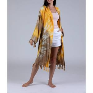 Kimono long pour femme, élégant, fluide, à ouverture sur le devant, conçu pour un style moderne, confort, superposition et mode saisonnière - Product Image 3