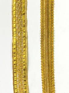 Golden <b>Indian</b> Fancy Lace Trim Border Glitter Braided Fringes Deals in wholesale - Product Image 2