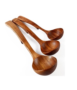 Louches à soupe en bois pour la cuisson, 3 ustensiles pour la cuisson, louche en bois, cuillères de cuisson en bois de teck naturel - Product Image 6