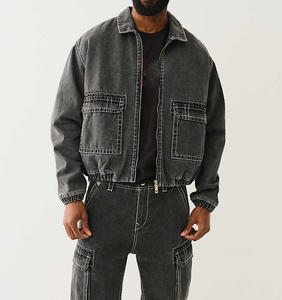 Veste en jean d'hiver personnalisée avec logo OEM, motif lettres, streetwear décontracté de haute qualité pour hommes – Grande Vente - Product Image 1