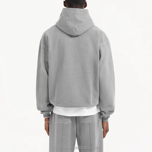 Heavyweight Cotton Acid Wash Hoodie and Sweatpants Set 2 Pieces Plain Blank Vintage Sweatsuits Tracksuits for Men - Product Image 6