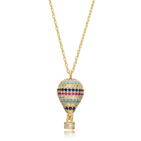 Collier avec pendentif en argent sterling 925 fait main en Turquie, design montgolfière arc-en-ciel CZ, vente en gros