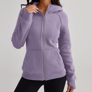 Women's Heavyweight Long 100% Cotton Mock Neck Thumb Holes Drop-shoulder Sleeves <b>Zip</b> Winter Hoodies <b>Sweatshirts</b> - Product Image 4