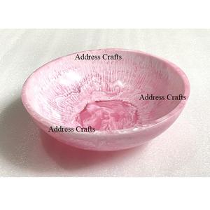 Bol à salade en résine de forme ronde décorative moderne pour la maison, l'hôtel, le restaurant, utilisation en cuisine, bol rose à motifs en spirale, bol à fruits, décoration de table - Product Image 6