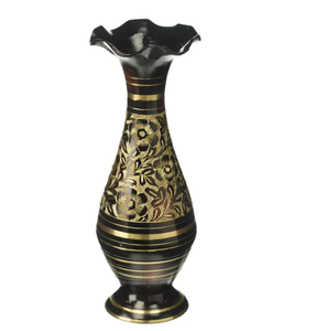 Vase en laiton poli argent et or de style moderne cadeau décoratif de décoration de table avec boîte cadeaux de décoration de maison de style indien - Product Image 3
