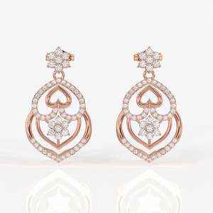 ต่างหูห้อยประดับเพชรโมอิสซาไนต์ทรงหัวใจ ดีไซน์เก๋ ทอง 18K - Product Image 6