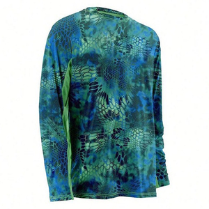 Camiseta Deportiva de Manga Corta para Hombre, Negra y Verde, con Estampado por Transferencia de Calor, Spandex/Poliéster, Secado Rápido, Antibacteriana, Transpirable, para Pesca - Product Image 5