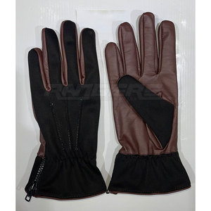 ถุงมือหนังแกะแท้สำหรับผู้ชายหรูหราถุงมือแฟชั่นฤดูหนาวแบบมีซิปสีตัดกัน - Product Image 3