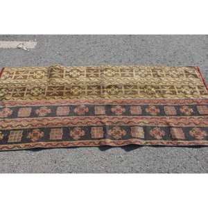 Alfombra de algas marinas marrón y naranja Vintage, 3,1x7,1 pies, área grande turca clásica, retales abstractos para pasillo, alfombra para habitación - Product Image 3