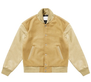 Haute qualité hommes Logo personnalisé manches en cuir classique bouton de broderie laine Varsity Jacket CollegeBaseballjacket pour hommes - Product Image 4