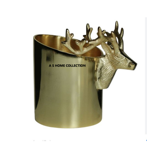 Bol à champagne antique et seau à glace en acier inoxydable de qualité créative avec poignée en cerf seau à vin de fournisseurs en gros - Product Image 5