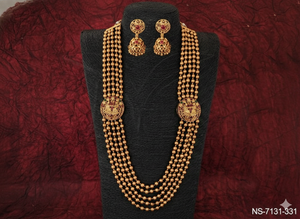 Collar Largo Étnico de 5 Capas con Cuentas y Acabado Dorado Antiguo, Perfecto para Bodas, Fiestas, Festivales y Vestimenta Tradicional - Product Image 3