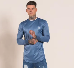 T-shirt à manches longues côtelé pour homme, vêtements de sport décontractés pour l'extérieur, personnalisé, 2025, imprimé par sublimation, tricot uni - Product Image 5