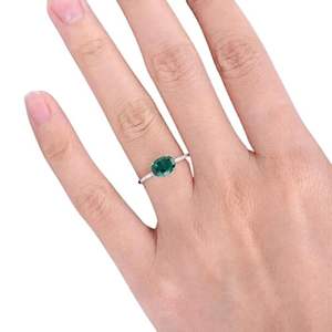 Anillo para mujer Esmeralda natural y piedra preciosa CZ May Birthstone minimalista delicado aniversario joyería hecha a mano anillo de plata esterlina 925 - Product Image 1