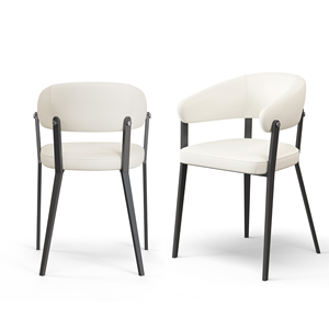 Chaise de salle à manger en aluminium rembourrée en similicuir blanc traditionnel pour l'ameublement de la maison - Product Image 1