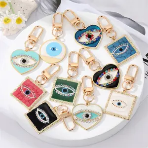 Fashion Bags Accessories Colored Drop Oil Evil Eyes Key Rings Turkish Ethnic Jewelry Gold Plating Keychain Rhinestone Key Chains