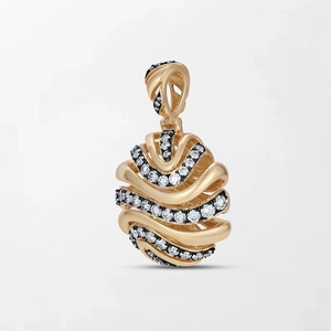 Pendentif en spirale avec diamants cultivés en laboratoire, 1,89 carat EF-VVS, en or jaune 14 carats, pour mariage, fiançailles, soirée. - Product Image 3