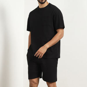 Ensemble short et t-shirt de sport décontracté pour homme, été, polyester et coton, style streetwear, léger, personnalisé pour homme - Product Image 1