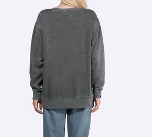 Sweat-shirt à col rond surdimensionné en coton 100% pour femme, lavage à l'acide personnalisé, hiver - Product Image 4