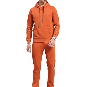 Men's Hooded Tracksuits <b>Set</b> Full Sleeve Solid Color Casual Sweatshirt Pants Breathable Heavyweight Cotton Acid Wash Rhinestone - Product Image 1