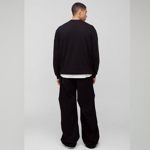 เสื้อสเวตเตอร์คอตตอน100% ผ้าคอตตอนผ้าฝรั่งเศสคอกลมเสื้อสเวตเชิ้ตโอเวอร์ไซส์ปักโลโก้ตามสั่ง - Product Image 3