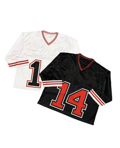 Camiseta de fútbol americano de malla con cuello en V personalizado o Jersey corto sobredimensionado con logotipo personalizado sublimado para hombre y mujer - Product Image 5