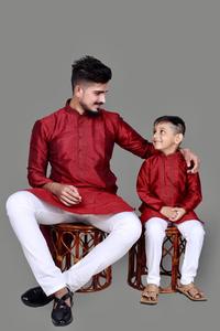 Père et fils jaunes assortis Readymade Kurta avec pyjama - Product Image 4