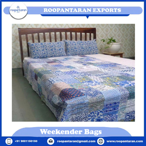 Organic Cotton Boho Chic Patchwork <b>Quilt</b> Hand Block Printed Twin Size Kantha Eco-Friendly Fair Trade Soft Bedding <b>Quilt</b> at Price - Product Image 6