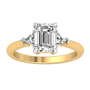 Women's 9K Yellow White Gold Radiant Cut Lab Grown Diamond Engagement Wedding <b>Band</b> <b>Ring</b> 2.1Cts VS Clarity EF Color IGI Certified - Product Image 1