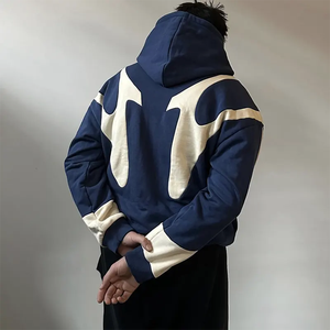 Fabricante de bordado de gran tamaño Full Zip Us Graphics Heavy Oversized Thermal hoodies 100% Cotton Custom Hoodies - Product Image 2