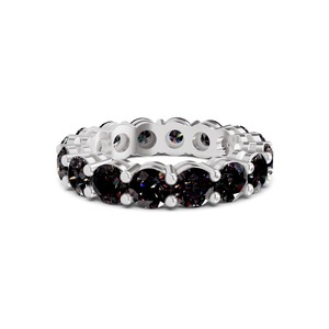 Anillo de Eternidad Redondo Negro Radiante con Diamante Cultivado en Laboratorio de 1.00 Ct Tw, Oro Sólido de 14K, Color Negro, Claridad VS, Contraste Oscuro Dramático - Product Image 1