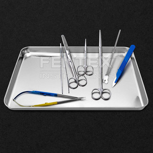 Bandeja de almacenamiento plana de instrumentos con marcado CE certificado ISO13485 de acero inoxidable 304 para uso quirúrgico y general hospitalario - Product Image 1