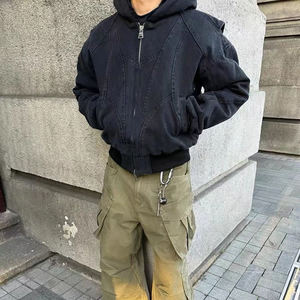 Sudadera con capucha recortada con logotipo de talla grande personalizada para hombre, ropa de calle, sudadera con capucha de peso pesado, sudadera con cremallera de talla grande con estampado Boxy Fit - Product Image 6