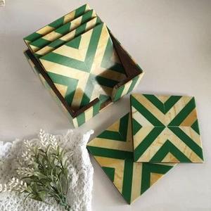 Posavasos de Madera con Incrustaciones de Diseño Antiguo Hecho a Mano en India, Nuevo Producto Promocional al por Mayor, Posavasos de Madera con Incrustaciones de Hueso - Product Image 4
