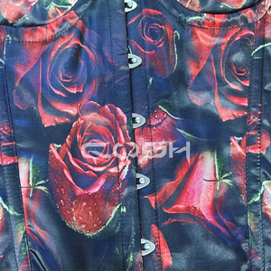 Service OEM/ODM Corset en satin imprimé rose rouge pour femmes |   Prêt à être expédié |   Sous-vêtements et corsets de style gothique ajustables - Product Image 4