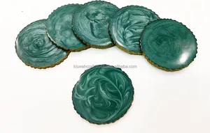 2025 nouveauté moderne luxueux marbre Look résine artisanale avec placage d'or sur la bordure ensemble de sous-verres en ardoise pour café - Product Image 2