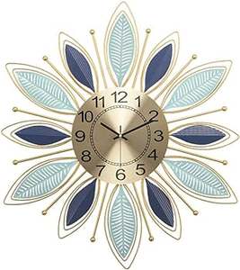 Grande horloge murale suspendue pour hôtels, restaurants et mariages, décoration murale, horloge murale en métal finition dorée, horloge multicolore - Product Image 6